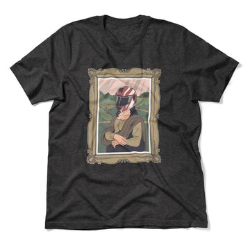 Monalisa Helmet Men/Unisex T-Shirt in Dark Grey Heather color
